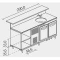 BANCO BAR REFRIGERATO CM 200 CELLA L. 150 STATICA UN LAVELLO Ø42